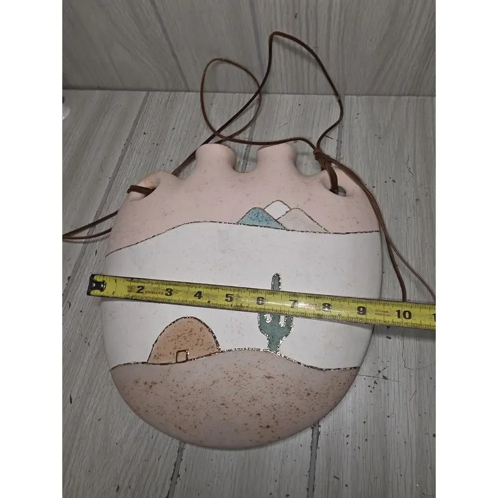 Vintage 1990’s Pottery Pastel Southwest Cactus Wall Hanging Jug Vase Native